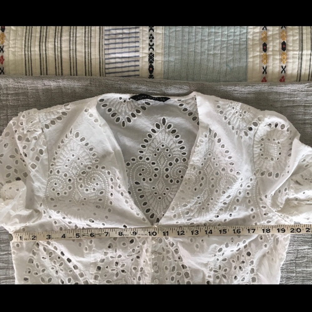 Zara White Eyelet Blouse | Size XL - Picture 9 of 9
